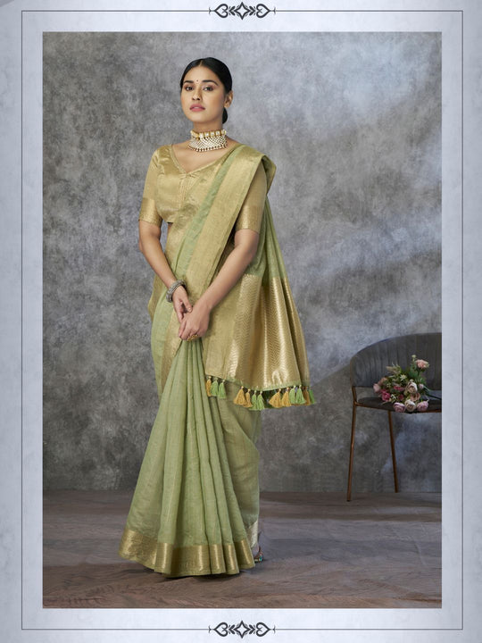 Tissue Silk with Zari Border