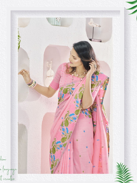 Soft Linen With Big Jacquard Pallu Handloom Saree