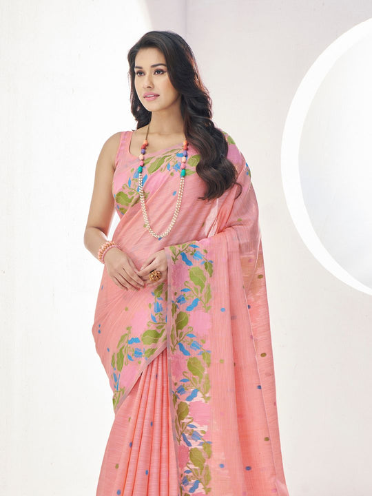 Soft Linen With Big Jacquard Pallu Handloom Saree