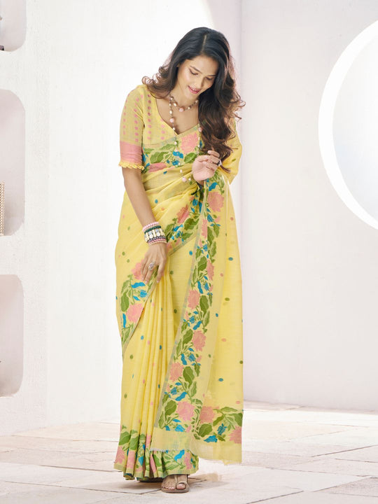 Soft Linen With Big Jacquard Pallu Handloom Saree