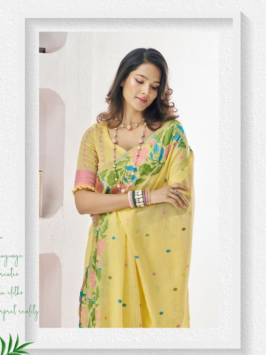 Soft Linen With Big Jacquard Pallu Handloom Saree