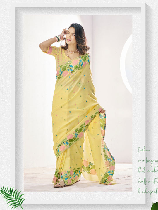 Soft Linen With Big Jacquard Pallu Handloom Saree