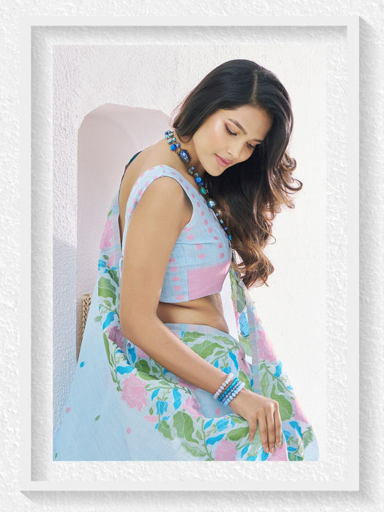 Soft Linen With Big Jacquard Pallu Handloom Saree