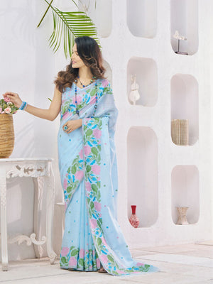 Soft Linen With Big Jacquard Pallu Handloom Saree