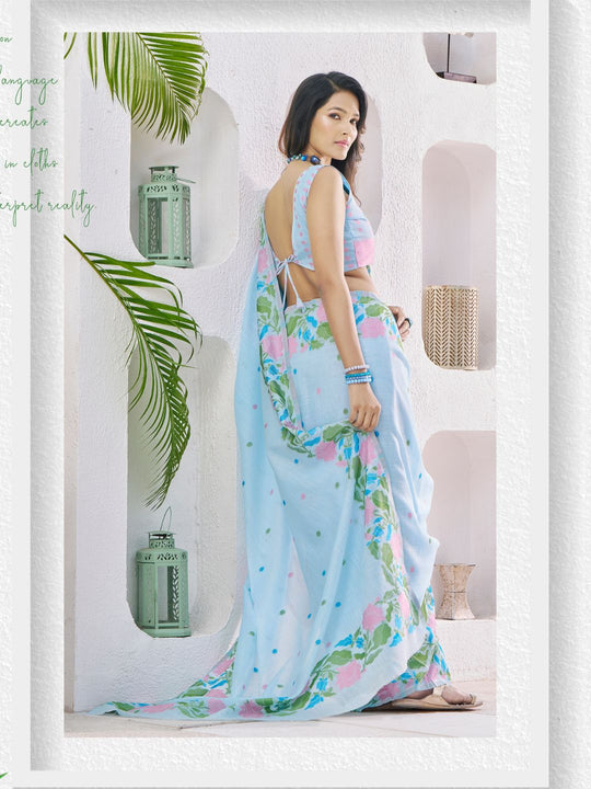 Soft Linen With Big Jacquard Pallu Handloom Saree