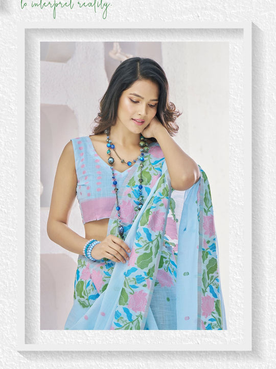 Soft Linen With Big Jacquard Pallu Handloom Saree