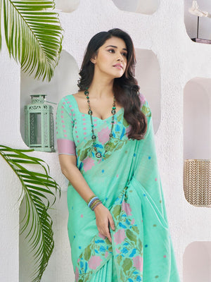 Soft Linen With Big Jacquard Pallu Handloom Saree