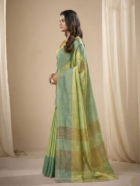 Tissue Silk Dual Tone Combination Banarasi Silk Saree With Blouse Piece