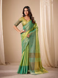 Tissue Silk Dual Tone Combination Banarasi Silk Saree With Blouse Piece