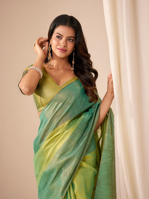 Tissue Silk Dual Tone Combination Banarasi Silk Saree With Blouse Piece