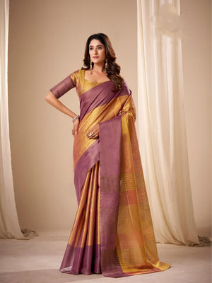 Tissue Silk Dual Tone Combination Banarasi Silk Saree With Blouse Piece