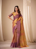 Tissue Silk Dual Tone Combination Banarasi Silk Saree With Blouse Piece