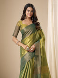 Tissue Silk Dual Tone Combination Banarasi Silk Saree With Blouse Piece