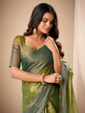 Tissue Silk Dual Tone Combination Banarasi Silk Saree With Blouse Piece
