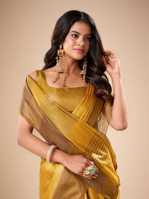 Tissue Silk Dual Tone Combination Banarasi Silk Saree With Blouse Piece
