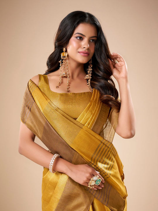 Tissue Silk Dual Tone Combination Banarasi Silk Saree With Blouse Piece