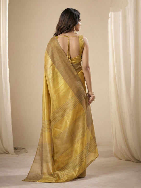 Tissue Silk Dual Tone Combination Banarasi Silk Saree With Blouse Piece