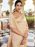 Beige Banarasi Pure Georgette Saree With Blouse Piece