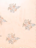 Peach Digital Printed Organza Saree With Satin Green Blouse Piece