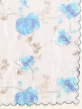 White Digital Printed Organza Saree With Satin Sky Blue Blouse Piece