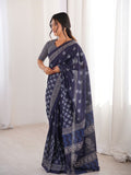 Soft Pure Cotton Hand Bagru Print Sarees With Blouse Pice