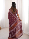 Soft Pure Cotton Hand Bagru Print Sarees With Blouse Pice