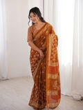 Soft Pure Cotton Hand Bagru Print Sarees With Blouse Pice