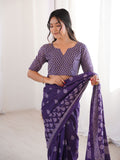 Soft Pure Cotton Hand Bagru Print Sarees With Blouse Pice