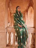 Green Muslin Tissue Fabric With Self Jacquard And Zari Weaving  Work Saree With Blouse Piece