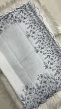 White Printed Saree With Blouse Piece