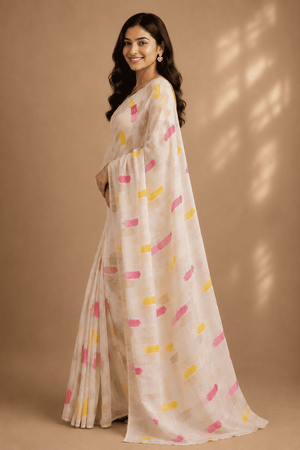 Multi Colour Printed Saree With Blouse Piece