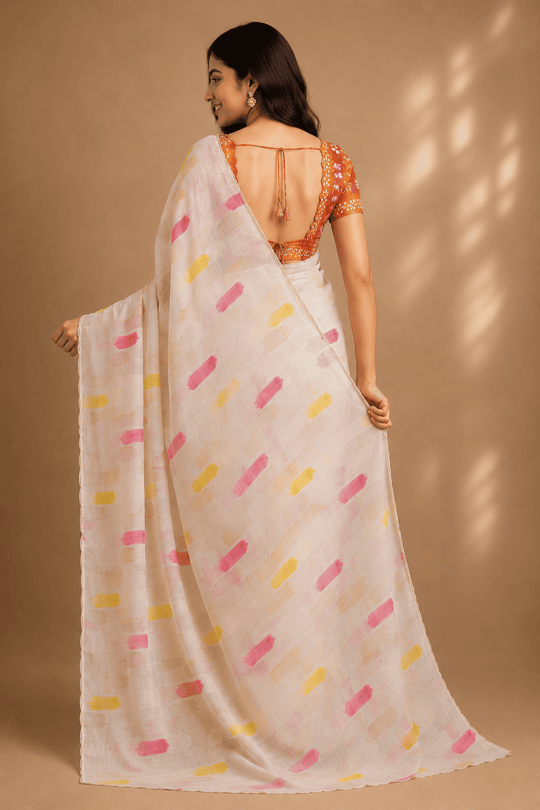 Multi Colour Printed Saree With Blouse Piece