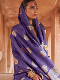 Blue Muslin Tissue Fabric With Self Jacquard And Zari Weaving  Work Saree With Blouse Piece