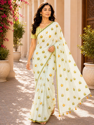Multi Colour Printed Saree With Blouse Piece