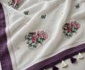 White Printed Saree With Blouse Piece