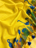 Yellow Printed Saree With Blouse Piece