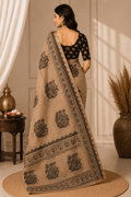 Brown Printed Saree With Blouse Piece