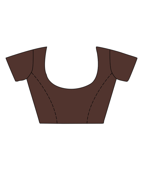 Brown Satin Saree With Blouse Piece