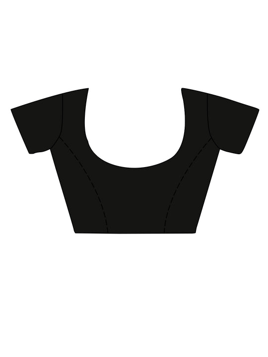 Black Satin Saree With Blouse Piece