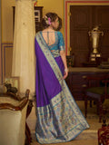 Purple Soft Silk Handloom Weaving Saree Border With Gold Zari Silk