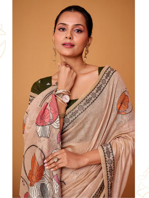 Jamdani Cotton Saree With Conrast Blouse Piece