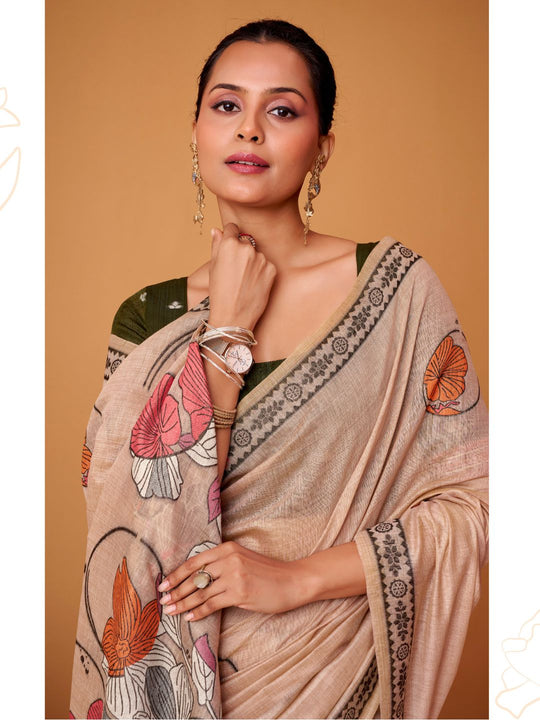 Jamdani Cotton Saree With Conrast Blouse Piece