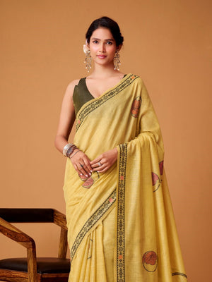Jamdani Cotton Saree With Conrast Blouse Piece