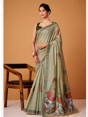 Jamdani Cotton Saree With Conrast Blouse Piece