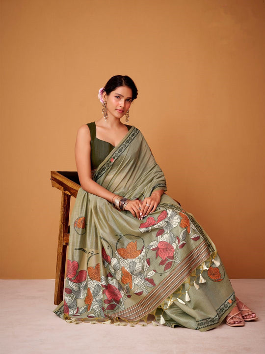 Jamdani Cotton Saree With Conrast Blouse Piece