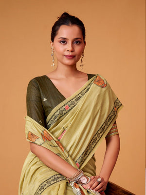 Jamdani Cotton Saree With Conrast Blouse Piece