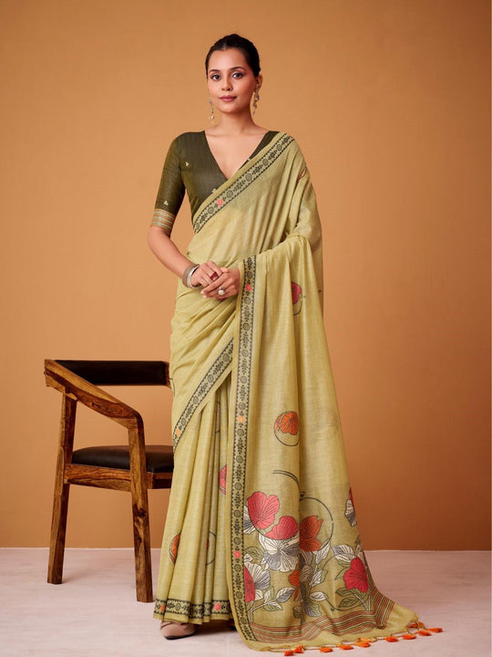Jamdani Cotton Saree With Conrast Blouse Piece