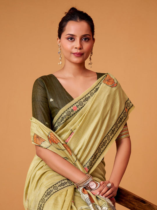 Jamdani Cotton Saree With Conrast Blouse Piece