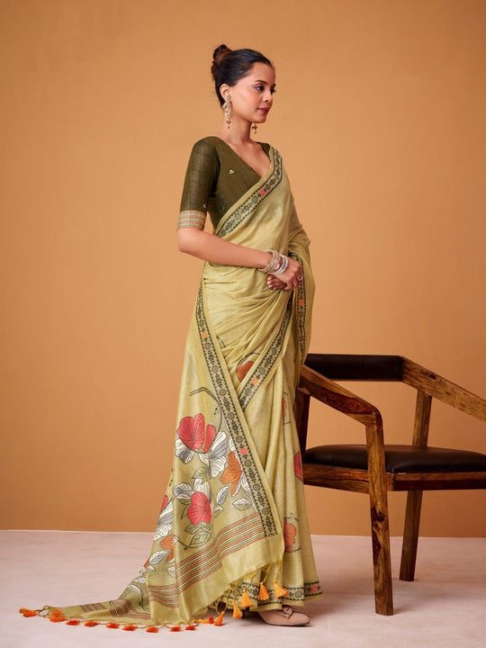 Jamdani Cotton Saree With Conrast Blouse Piece
