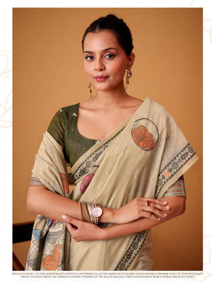 Jamdani Cotton Saree With Conrast Blouse Piece